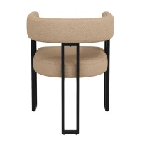 Lamb Fleece Dining Chairs with Ergonomic Backrest and Thick Cushion, Sturdy Dining Seating with Metal Legs, 51.5L x 54W x 72H cm, Brown(m-12)