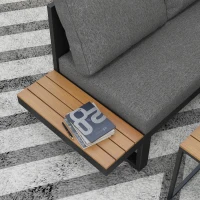 Outsunny Set living exterior 5 piese mobilier lounge pentru grădină, 148 cm x 61 cm x 71,5 cm, Gri + Natural(m-4)