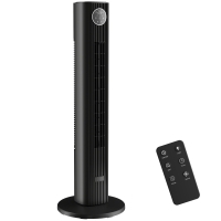 HOMCOM Leiser Säulenventilator 28 dB, 8 m/s, Turmventilator für Schlafzimmer, 12 Geschwindigkeiten, 4 Modi, Timer 12 h, schwarz
