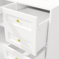 Modern Sideboard with App-Controlled LED, Snack Rack and Drink Holders, Spacious Buffet with Anti-Tip Fixings, 120L x 40W x 188H cm, White(m-10)