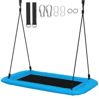 AIYAPLAY Nest Swing with Adjustable Ropes and Tree Straps, Basket Swing for Kids, 300KG Capacity for Indoor Outdoor, Blue(m-11)