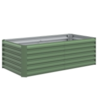 Outsunny Pat de grădină ridicat din oțel galvanizat, cu fund deschis, 180 x 90 x 57,5 cm, verde deschis