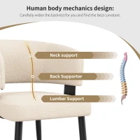 Contemporary Flannel Dining Chairs with Ergonomic Back, Sturdy Dining Seating with Adjustable Pads, 59L x 46.5W x 81.5H cm, Beige(m-6)
