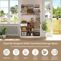 Stylish Kitchen Cabinet with Open Storage, Anti-Tip Protection, Versatile Sideboard for Dining and Living Areas, 105L x 45W x 185H cm, White(m-5)