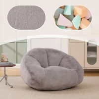 Shell-Shaped Sofa with High-Rebound Foam and Ergonomic Lumbar Support, Giant Sofa with Faux Fur, 100L x 90W x 57H cm, Light Gray(m-9)