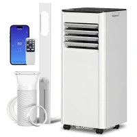 HOMCOM Condizionatore Portatile 9000 BTU 4 in 1, con Raffreddamento, Deumidificatore, Ventilatore e Timer per 28 m², Bianco(m-6)