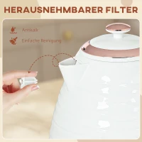 HOMCOM Elektrischer Wasserkocher, 1,7L, 2,2kW, Schnellkochfunktion mit Abnehmbarem Waschbarem Anti-Kalk-Filter(m-7)