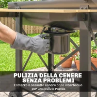 Outsunny Barbecue a Carbone con Griglia Regolabile, Ripiani Pieghevoli, Termometro e Ruote. Nero(m-8)