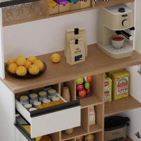 Stylish Kitchen Cabinet with Open Storage, Anti-Tip Protection, Versatile Sideboard for Dining and Living Areas, 105L x 45W x 185H cm, White(m-10)