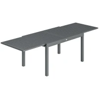 Outsunny Mesa de Jantar Exterior Extensível 135/270 cm para 6-10 Pessoas de Alumínio com Tampo de Ripas Cinzento Escuro(m-1)