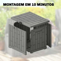 Outsunny Baú Exterior Capacidade 114 L Baú de Armazenamento Exterior Resistente à Água e aos Raios UV com Fecho Cinzento(m-7)