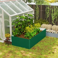 Outsunny Jardinieră ridicată galvanizată dreptunghiulară pentru exterior - fund deschis - 240 x 120 x 60cm, verde(m-4)