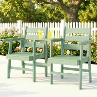 Outsunny Outdoor Garden Loveseat, Embossed Wooden Jack and Jill Garden Seat with Integrated Table, Green(m-9)