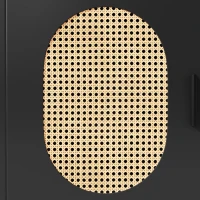 Country-Style Sideboard with Fluted Glass Doors and App-Controlled LED Strip, Storage Buffet with Pegboard Back, 145L x 39W x 171H cm, Black(m-10)