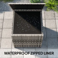 Outsunny 253L Garden Storage Box, Rattan Deck Box with Zipped Liner, Safe Pneumatic Rod, Patio Storage Container, Mixed Grey(m-5)