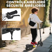 HOMCOM Trottinette électrique pliante pour enfant de +7ans, 120W Vitesse max 12km/h, 74x36x82,5-92,5 cm Noir(m-7)
