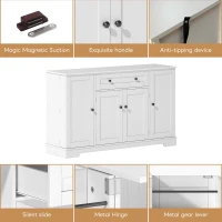 Multifunctional Kitchen Sideboard with Double-Door Compartment, Spacious Cabinet with Adjustable Shelves, 138L x 40W x 85H cm, White(m-6)