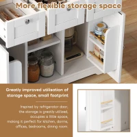 Versatile Kitchen Island with 3 Drawers and 2‑Door Cupboards, Practical Trolley with Extendable Worktop, 132L x 70W x 87H cm, White+Natural(m-7)