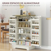 HOMCOM Armario Despensa Cocina con 2 Puertas 16 Estantes y Estante Ajustable para Comedor Salón 60x40x104 cm Crema(m-4)