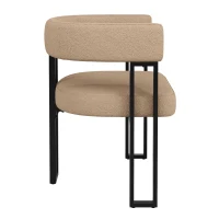 Lamb Fleece Dining Chairs with Ergonomic Backrest and Thick Cushion, Sturdy Dining Seating with Metal Legs, 51.5L x 54W x 72H cm, Brown(m-10)