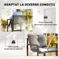 Outsunny Set Bistro pentru 2 Persoane, Set din 3 Piese pentru Grădină cu Cadrul din Metal și Perne Groase(m-5)