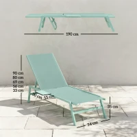 Outsunny Set 2 transats avec table, transats de jardin avec dossier réglable.(m-3)