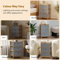 HOMCOM Chest of Drawers, 3 Fabric Drawers Narrow Dresser with Bamboo Frame, Light Grey(m-9)
