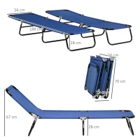 Outsunny Set de 2 șezlonguri pliante pentru grădină cu spătar reglabil în 5 poziții până la 120kg(m-3)