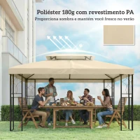Outsunny Teto de Reposição 4x3 m com Teto Duplo Orifícios de Drenagem e Proteção UV Apenas Teto NÃO Inclui Estrutura Creme(m-6)