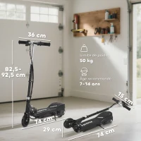 HOMCOM Trottinette électrique pliante pour enfant de +7ans, 120W Vitesse max 12km/h, 74x36x82,5-92,5 cm Noir(m-3)