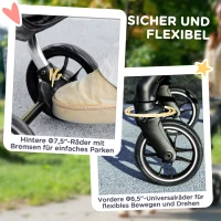 PawHut Passeggino per cani, carrello leggero e pieghevole con cuscino lavabile, finestre a rete, Grigio(m-4)