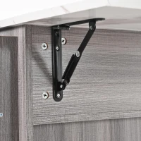 Stylish Kitchen Trolley with Foldable Wood-Grain Countertop, Versatile Buffet with Interchangeable Wheels, 139L x 46W x 91H cm, Gray(m-14)