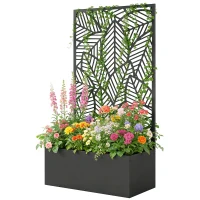 Outsunny Pat înălțat din metal cu spalier pentru plante cățărătoare, independent sau pentru montare pe perete(m-6)