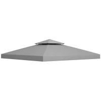 Outsunny Acoperiș de înlocuire pentru pavilion 3 x 3 m, impermeabil, acoperiș dublu cu orificii de scurgere, gri deschis(m-7)