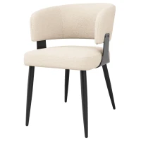 Contemporary Flannel Dining Chairs with Ergonomic Back, Sturdy Dining Seating with Adjustable Pads, 59L x 46.5W x 81.5H cm, Beige(m-10)