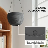 Outsunny Donice do roślin wewnętrznych i zewnętrznych, system samozraszania, wiszące donice z metalowymi łańcuchami, 4 sztuki, czarne(m-7)