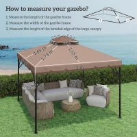 Outsunny Prelată de schimb 3x3 m cu acoperiș dublu Orificii de drenaj și UPF 30+ Doar prelată NU include cadru Kaki(m-3)