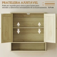 kleankin Armário de Parede com Espelho para Casa de Banho 2 Portas Prateleira Aberta e Ajustável 56x13x58 cm Madeira(m-6)