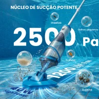 Outsunny Limpa-Fundos de Piscina Manual Sem Fios com Escova e Barra Ajustável de 63-150 cm para Piscinas Pequenas Azul(m-4)