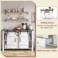 Versatile Sideboard with 3 Drawers and Quiet Sliding Doors, Rustic Buffet Cabinet for Kitchen, Dining Areas, 120L x 40W x 80H cm, White(m-5)