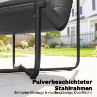 Outsunny Lounge stoel Outdoor ergonomische tuinstoel met huidvriendelijk kussen Brede zit Stalen frame Donkergrijs(m-7)