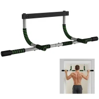 HOMCOM Multifunktionale Klimmzugstange Wand-Klimmzugstange mit rutschfesten Griffen Tragkraft 110 kg Grau und Schwarz(m-7)