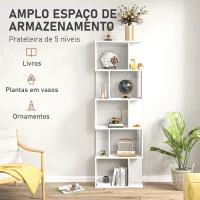 HOMCOM Estante de 5 Níveis em Forma de S com 10 Prateleiras para Quarto Escritório Sala 60x24x184,5 cm Branco(m-4)