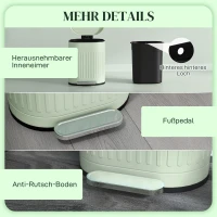 HOMCOM Afvalemmer 20L Pedaalemmer met Deksel Voetpedaal Uitneembare Binnenemmer Soft-Close Functie 36,5 x 31,2 x 45 cm, Groen(m-7)