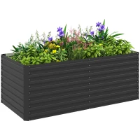 Outsunny Jardinieră ridicată galvanizată dreptunghiulară pentru exterior - fund deschis - 160 x 80 x 60 cm, gri(m-8)