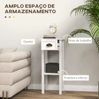 HOMCOM Conjunto de 2 Mesas Auxiliares Mesas de Cabeceira com Gaveta e Prateleira de Armazenamento para Quarto 30x30x75 cm Branco(m-4)