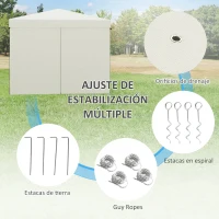 Outsunny Cort pliabil pop-up 3x3 m cu 4 draperii laterale 2 ferestre din plasă înălțime reglabilă impermeabil și anti-UV Alb(m-4)