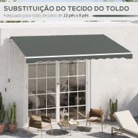 Outsunny Teto de Substituição para Toldo 382x240 cm Lona para Toldo com Dobras Proteção UV Impermeável para Pátio Cinzento(m-6)