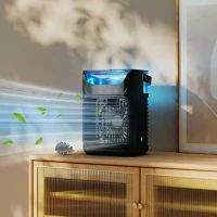 HOMCOM Desk Fan with Adjustable Head, 3-Speed Small Fan with 700ml Water Tank Black(m-2)