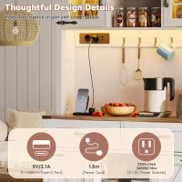 Tall Kitchen Pantry with Drawers and Remote-Controlled LEDs, Stylish Bar Cabinet with Adjustable Shelves, 100L x 40W x 172H cm, Brown+White(m-7)